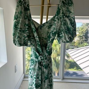 Alexis Emerald and Ivory Long Sleeve Dress